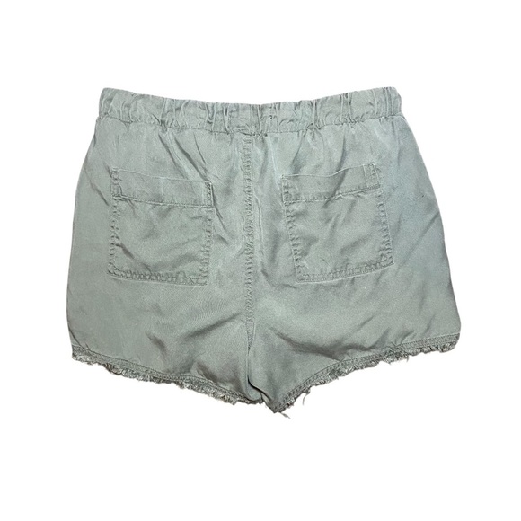 Black Tape Pull On Shorts 100% Tencel Raw Hem Tie Waist Size Small - Picture 2 of 6